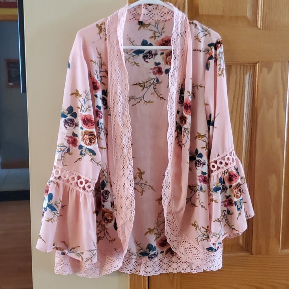 Pink floral kimono